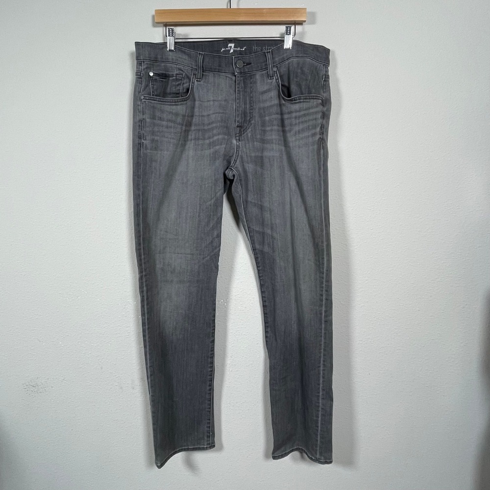 7 For All Mankind The Straight Jeans Men 36 Gray Casual Minimalist Stretch Denim